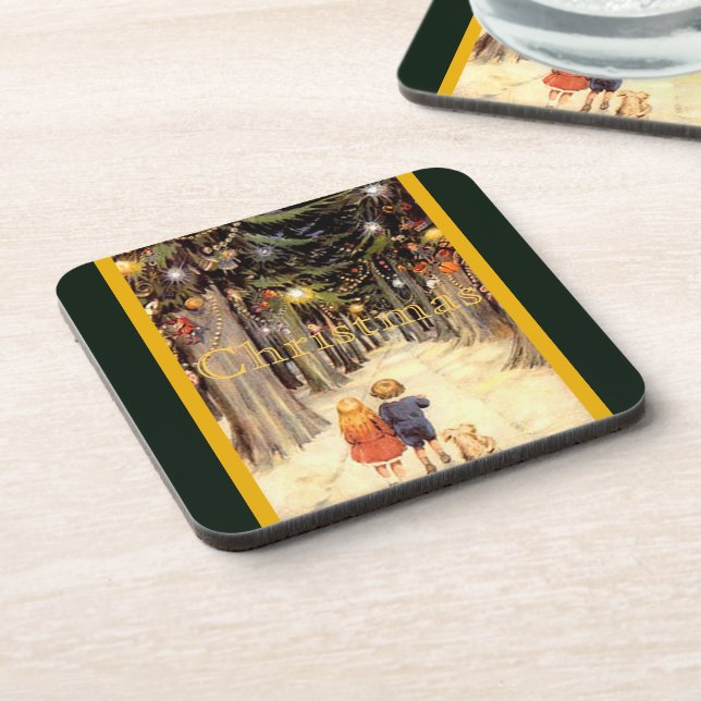 Children in Christmas Lane Coaster (Left Side)