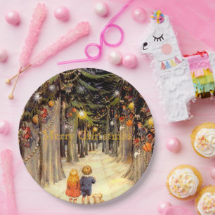 Children in Christmas Lane Paper Plates