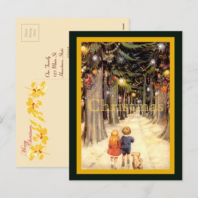 Children in Christmas Lane Postcard (Front/Back)