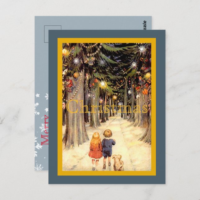 Children in Christmas Lane Postcard (Front/Back)