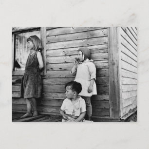 Children in Poverty: 1930s Postcard