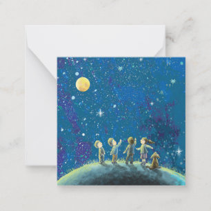 Children Looking At Night Sky Card
