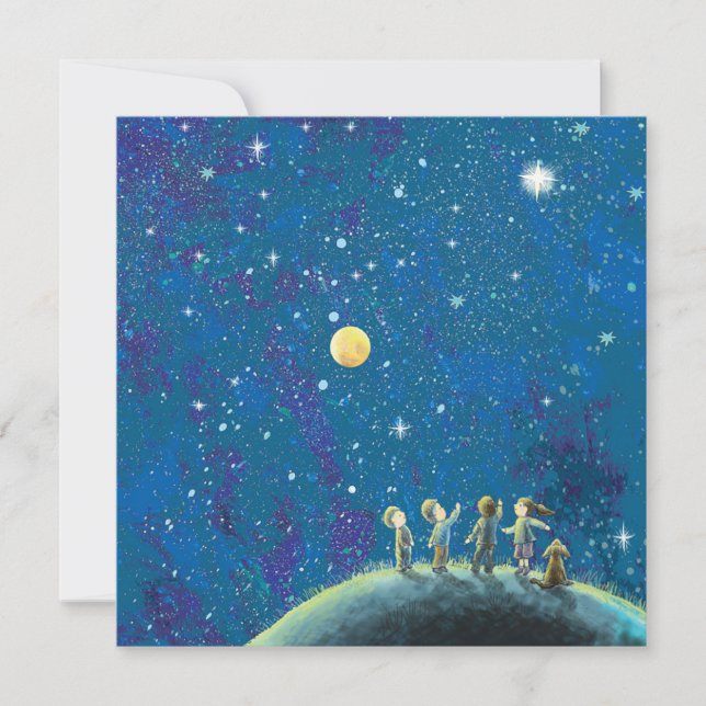 Children Looking At Night Sky Invitation (Front)
