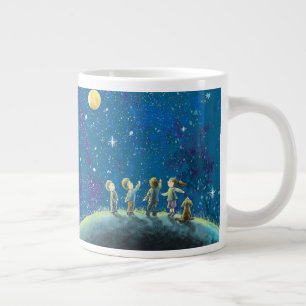 Children Looking At Night Sky Large Coffee Mug