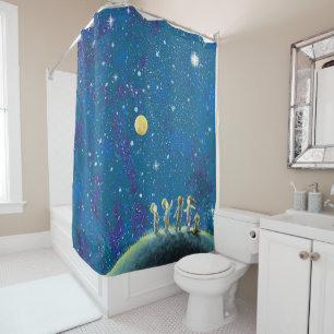 Children Looking At Night Sky Shower Curtain