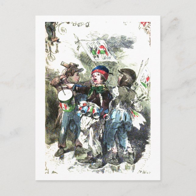 Children Making Music Christmas Holiday Postcard (Front)