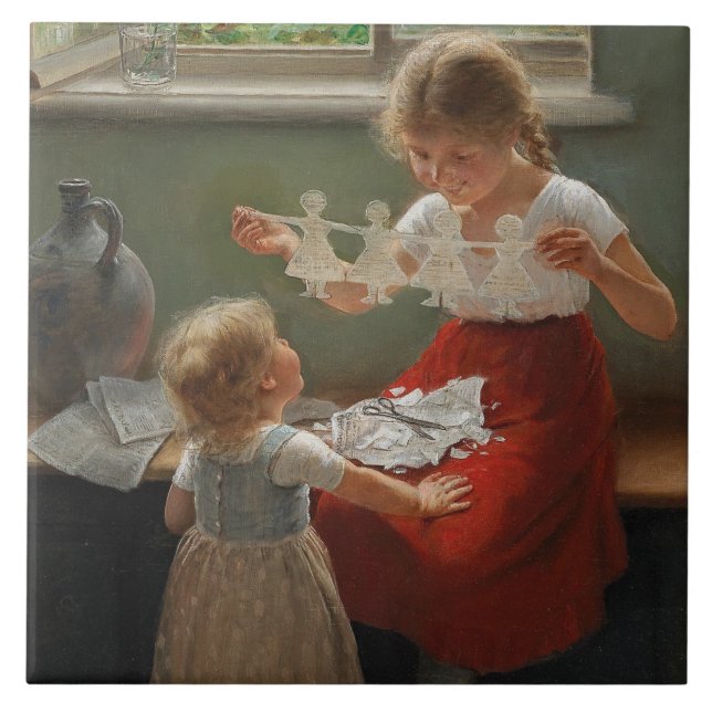 Children Making Silhouettes (Cute Kids Playing) Tile (Front)