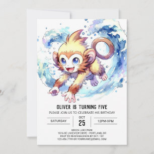 Children Monkey Birthday Invitation
