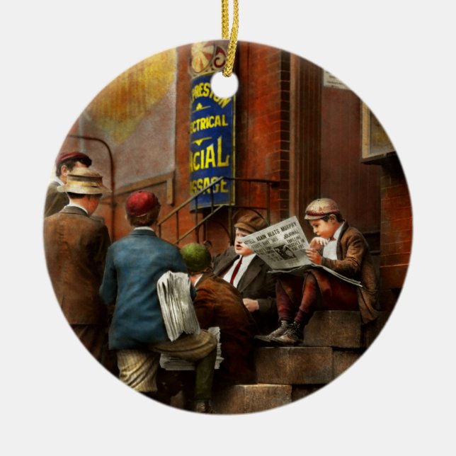 Children - Morning Meeting 1910 Ceramic Tree Decoration (Front)