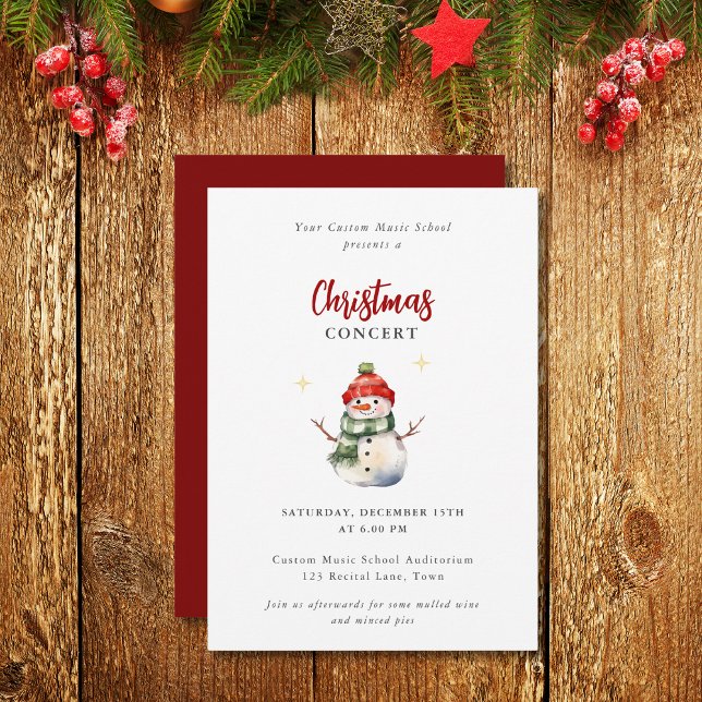Children Music Concert Christmas Cute Snowman Invitation (Creator Uploaded)
