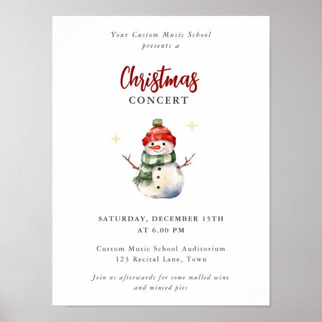 Children Music Concert Christmas Cute Snowman  Poster (Front)
