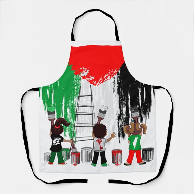Children of Gaza Painting Palestine Flag  Apron (Front)