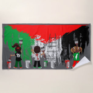 Children of Gaza Painting Palestine Flag  Beach Towel