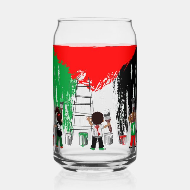 Children of Gaza Painting Palestine Flag  Can Glass (Front)