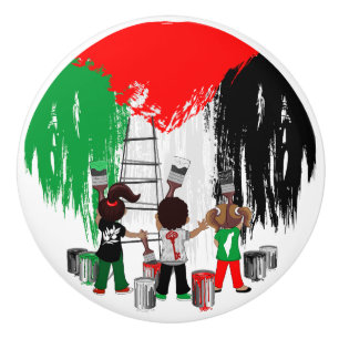 Children of Gaza Painting Palestine Flag  Ceramic Knob