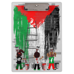 Children of Gaza Painting Palestine Flag Clipboard