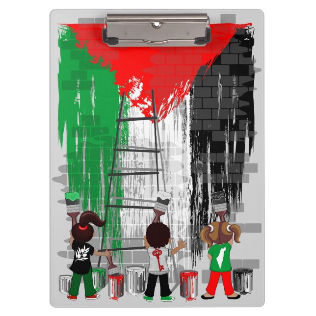 Children of Gaza Painting Palestine Flag  Clipboard (Front)