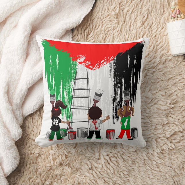 Children of Gaza Painting Palestine Flag  Cushion (Blanket)