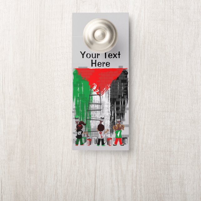 Children of Gaza Painting Palestine Flag  Door Hanger (On Knob)