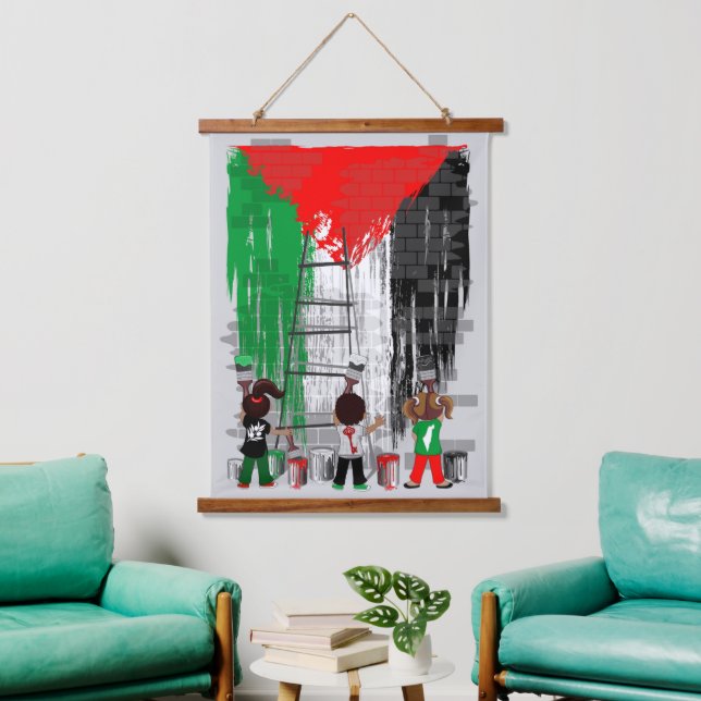 Children of Gaza Painting Palestine Flag  Hanging Tapestry (Living Room)
