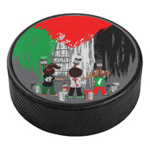 Children of Gaza Painting Palestine Flag Hockey Puck