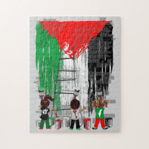 Children of Gaza Painting Palestine Flag  Jigsaw Puzzle