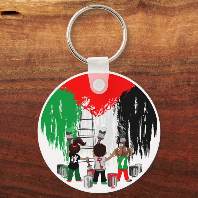Children of Gaza Painting Palestine Flag  Key Ring (Front)