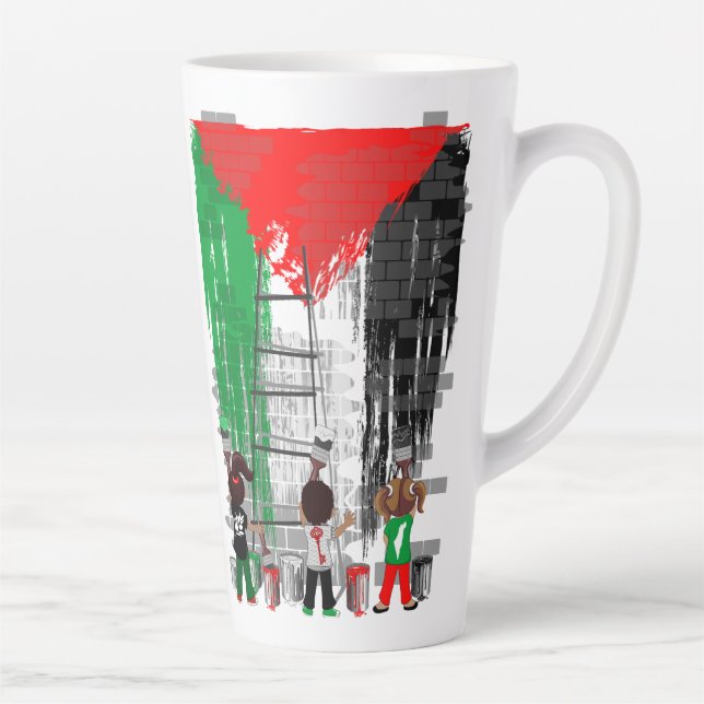 Children of Gaza Painting Palestine Flag  Latte Mug (Right)