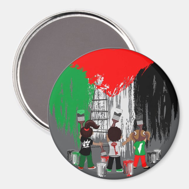 Children of Gaza Painting Palestine Flag  Magnet (Front/Back)