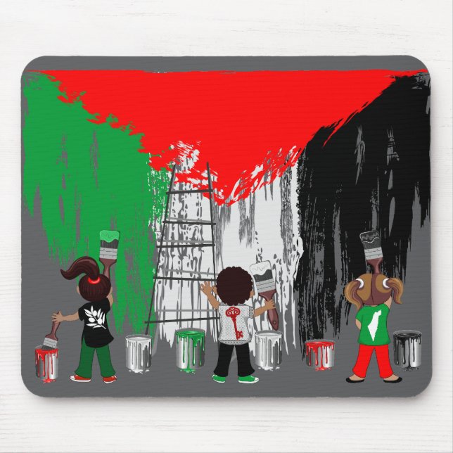 Children of Gaza Painting Palestine Flag  Mouse Mat (Front)