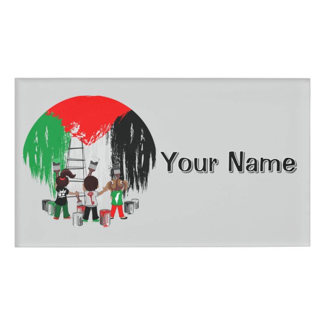 Children of Gaza Painting Palestine Flag  Name Tag (Front)