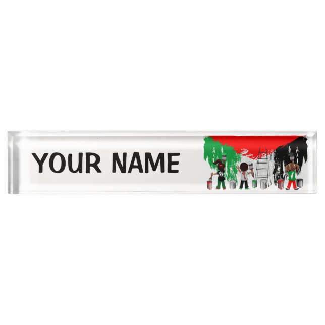 Children of Gaza Painting Palestine Flag  Nameplate (Front)
