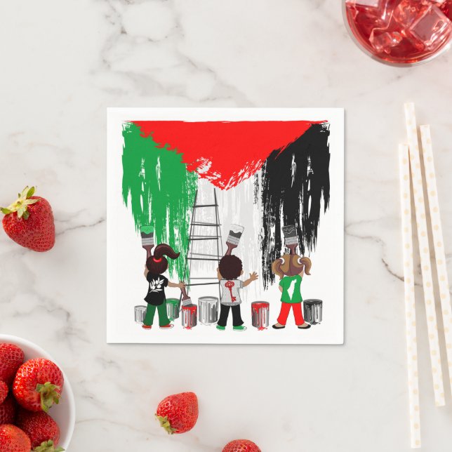 Children of Gaza Painting Palestine Flag  Napkin (Insitu)