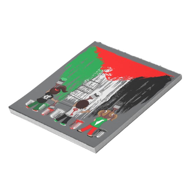 Children of Gaza Painting Palestine Flag  Notepad (Rotated)