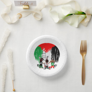 Children of Gaza Painting Palestine Flag  Paper Plate