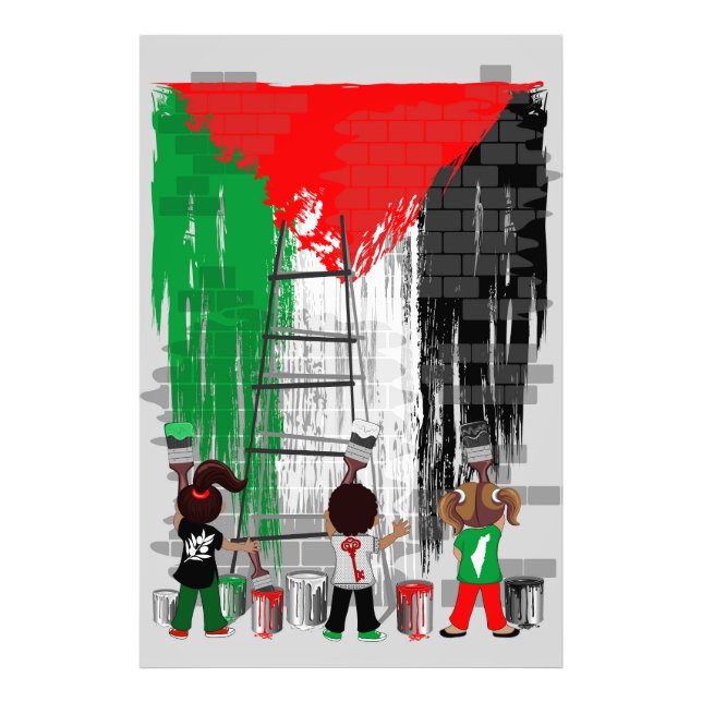 Children of Gaza Painting Palestine Flag  Photo Print (Front)