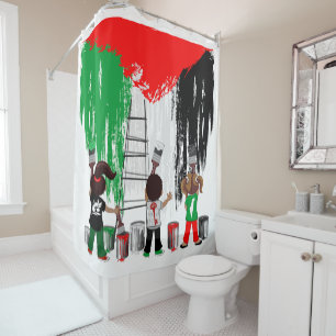 Children of Gaza Painting Palestine Flag Shower Curtain
