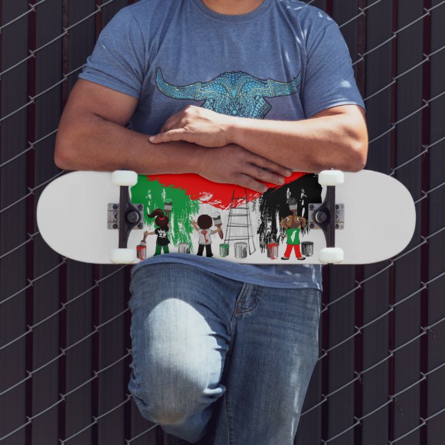 Children of Gaza Painting Palestine Flag  Skateboard (Outdoor 3)