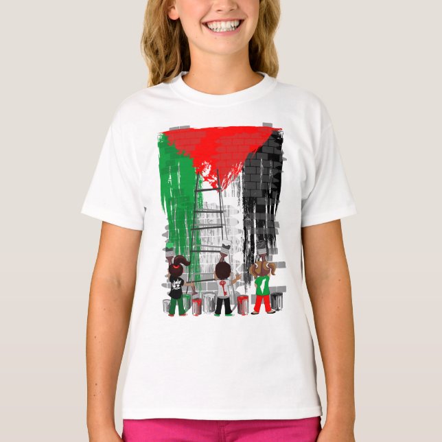 Children of Gaza Painting Palestine Flag  T-Shirt (Front)