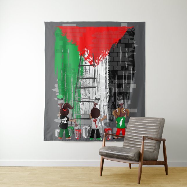 Children of Gaza Painting Palestine Flag  Tapestry (In Situ)