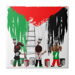Children of Gaza Painting Palestine Flag  Tile