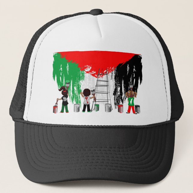Children of Gaza Painting Palestine Flag  Trucker Hat (Front)