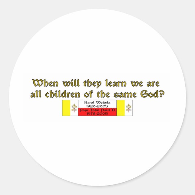 Children of the Same God 1 Classic Round Sticker (Front)