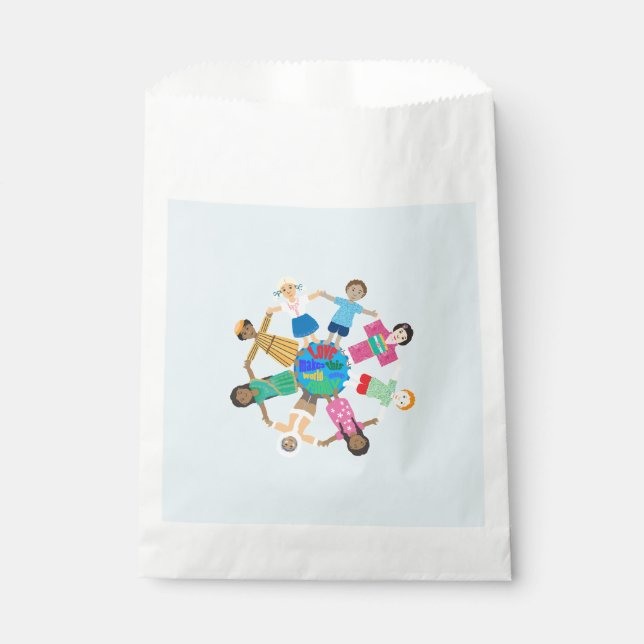 children of the world holding hands favour bags (Front)