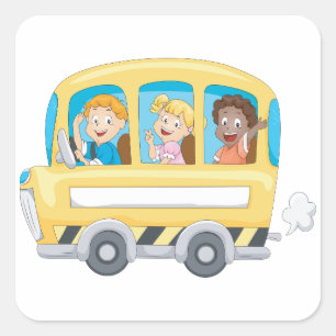 Children On A School Bus Stickers