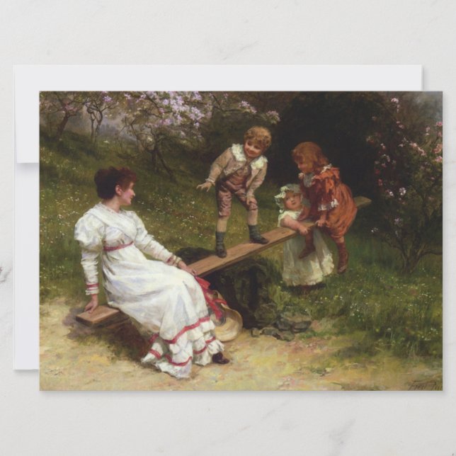 Children on a Seesaw (by Frederick Morgan) Card (Front)