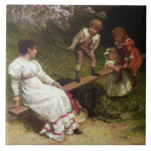 Children on a Seesaw (by Frederick Morgan) Tile