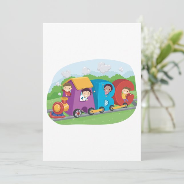 Children On An Alphabet Train Invitation (Standing Front)