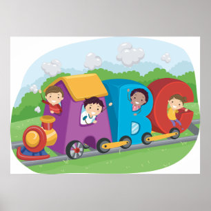 Children On An Alphabet Train Poster