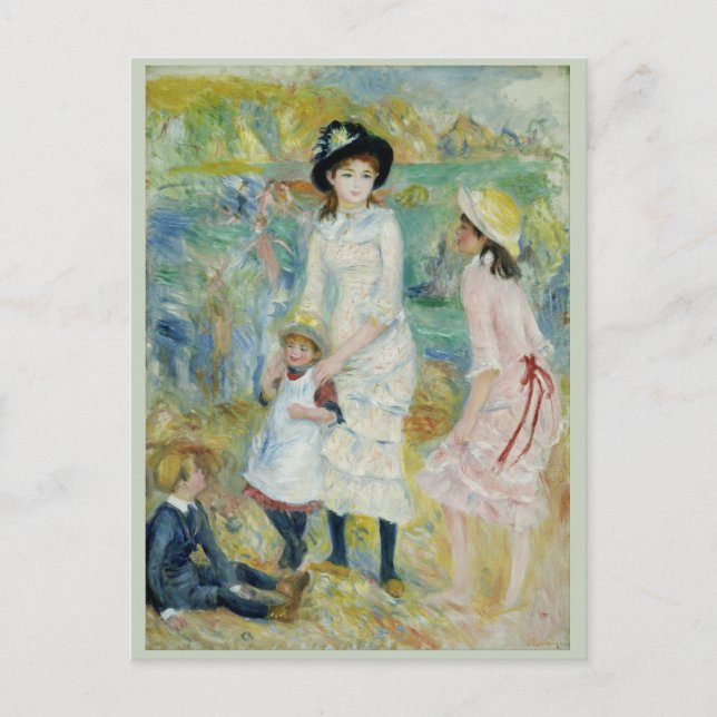 Children on Seashore Guernsey Renoir Postcard (Front)